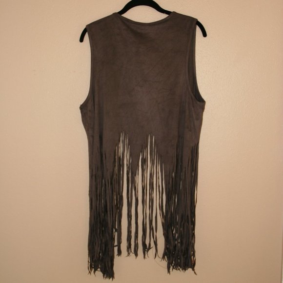 Kori America Sleeveless Fringe Jacket with flower cut outs - Picture 6 of 6